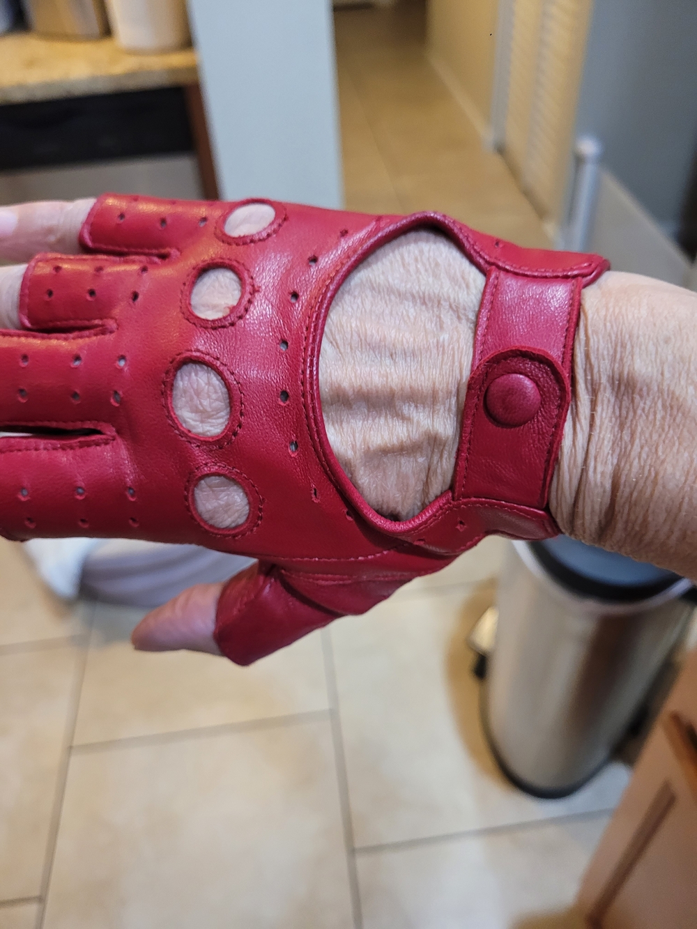 Red Leather Driving Gloves - Unbranded